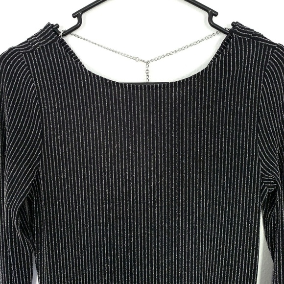 Michael Kors Black Metallic Stripe Cowl Back Dress - Picture 5 of 9